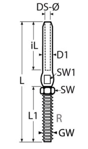 Datenblatt Terminal mit Rechtsgewinde M6 - 4 mm Seil